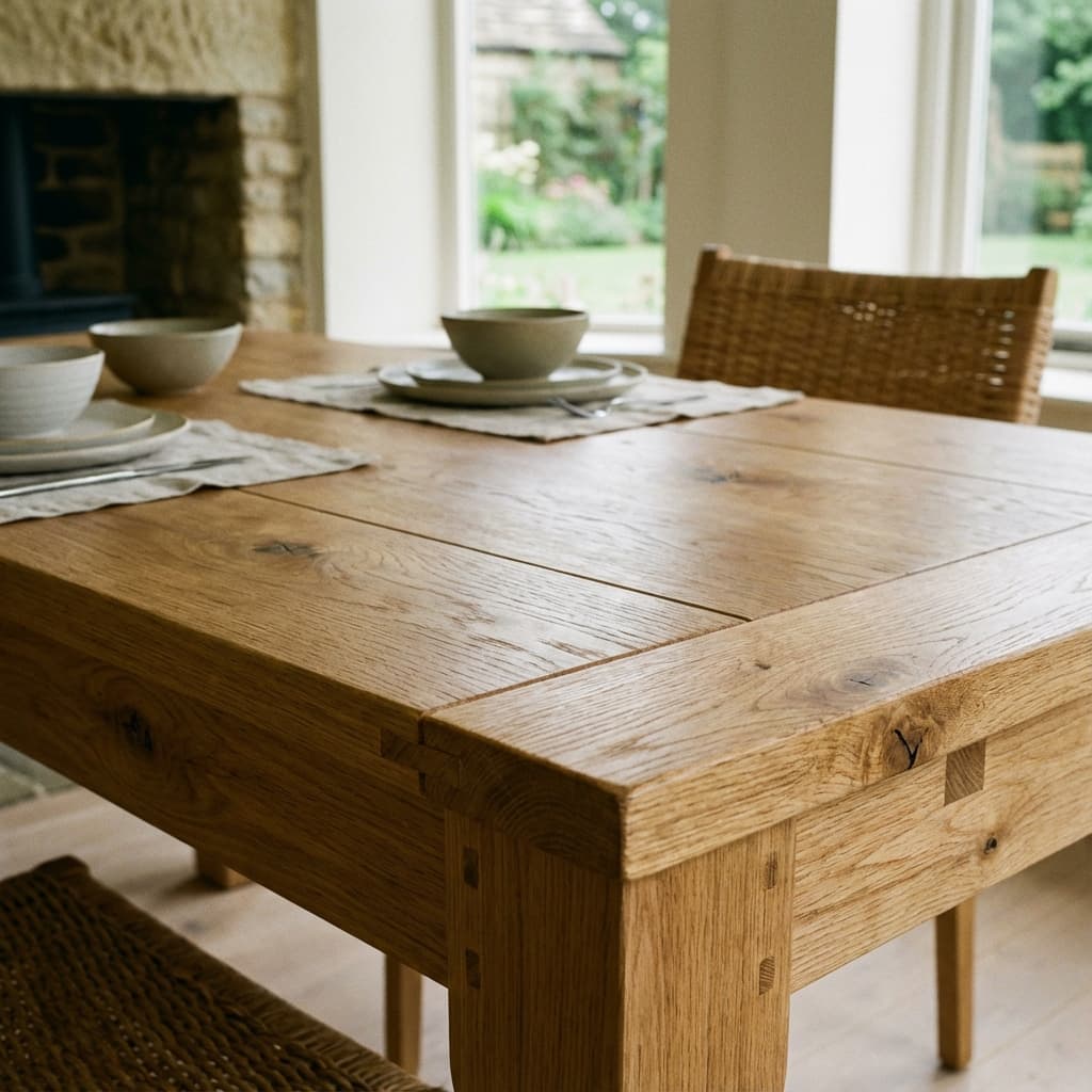 Handgefertigter Eichen-Esstisch