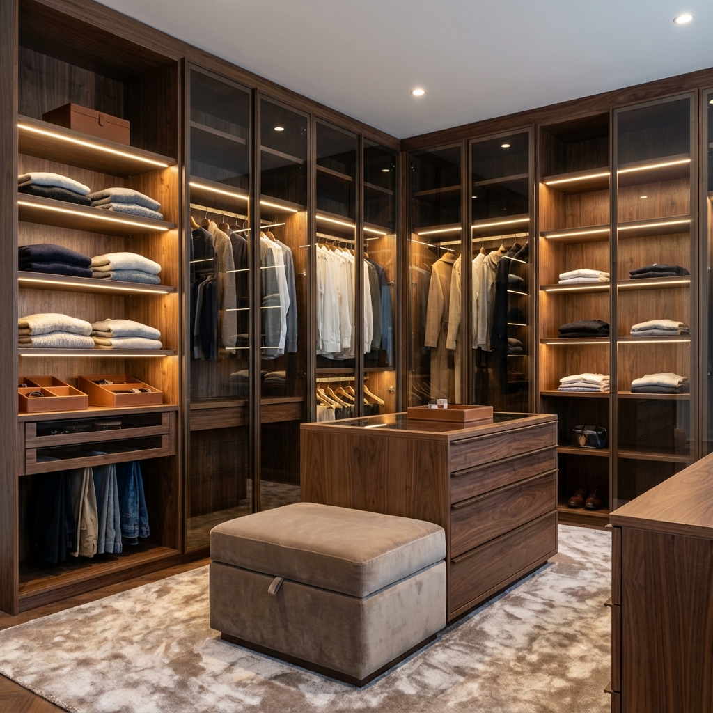 Luxuriöser begehbarer Kleiderschrank