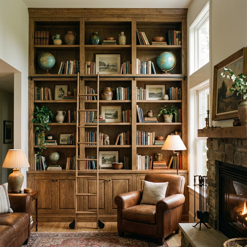 Maßgefertigte Holzbibliothek